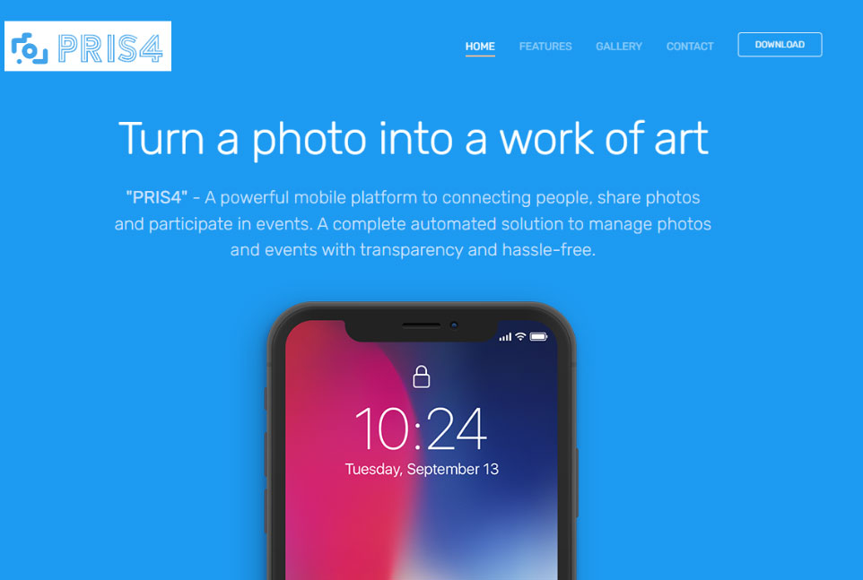 PRIS4 mobile platform landing screen