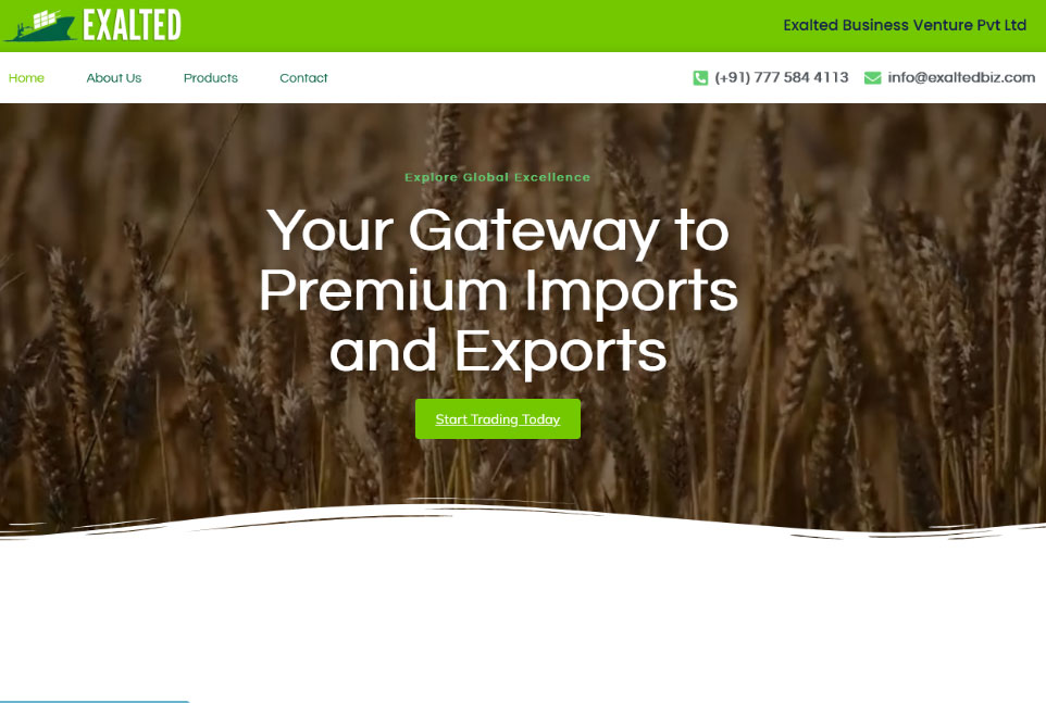 Exalted Business Venture corporate website